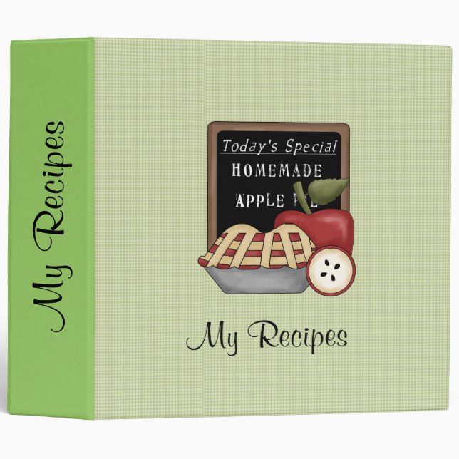 Classeur de recettes à la tarte à la pomme (verte) (Devant/Côté)