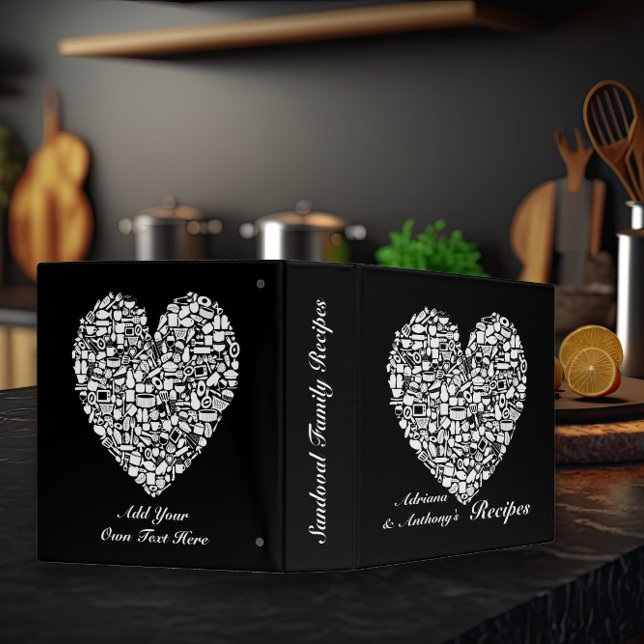 Classeur de recettes de cuisine personnalisée noir (Créateur téléchargé)