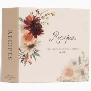 Classeur de recettes de famille de fleurs élégante