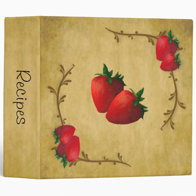 Classeur de recettes de fraises de campagne (Devant/Côté)
