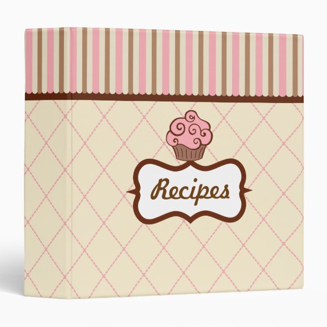 Classeur de recettes de gâteau rose (Devant/Côté)