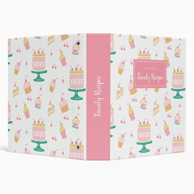 Classeur de recettes de gâteau rose Preppy (Arrière-plan)