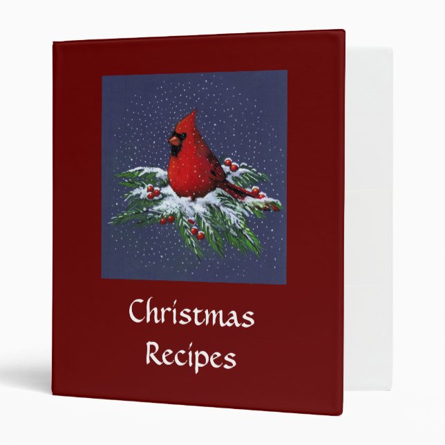 CLASSEUR DE RECETTES DE NOËL : CARDINAL : ART (Devant/intérieur)