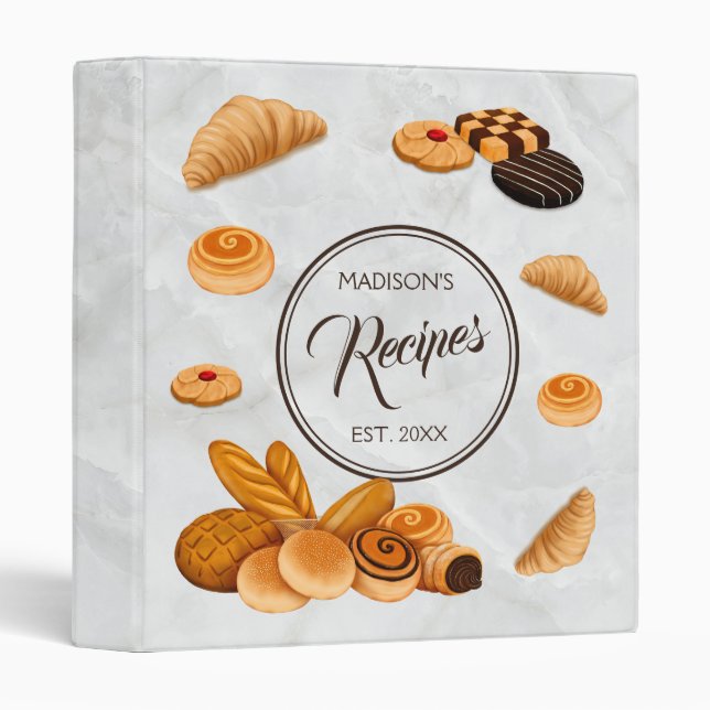 Classeur de recettes de pâtisseries de boulangerie (Devant/Côté)