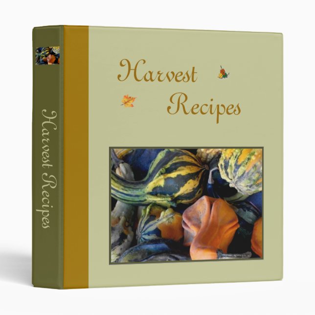 classeur de recettes de récolte 'Gourds d'automne' (Devant/Côté)