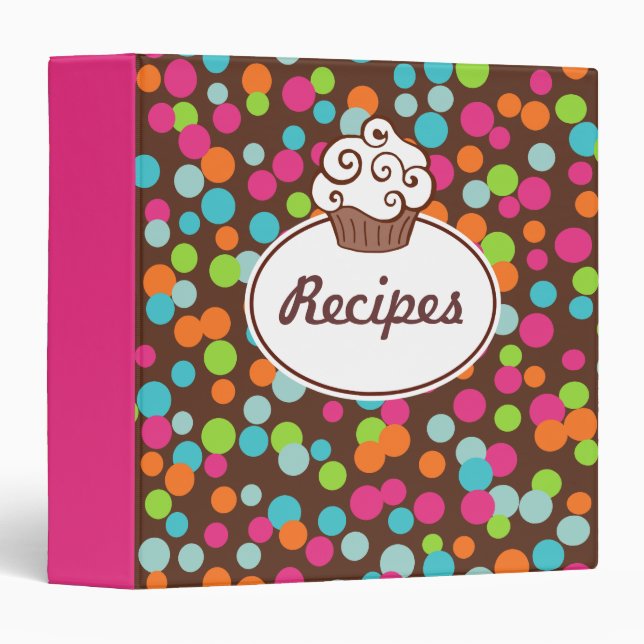 Classeur de recettes de saupoudrées de cupcake (Devant/Côté)
