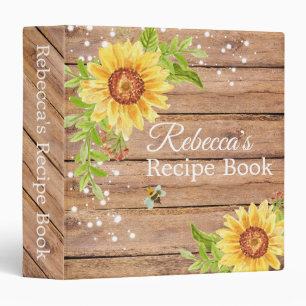 Classeur de recettes de tournesol jaune rustique