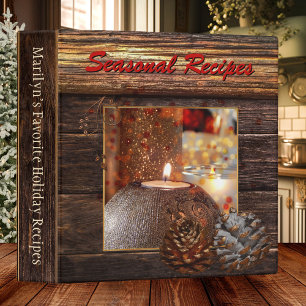Classeur de recettes de vacances en bois foncé et 