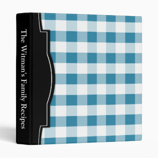 Classeur de recettes En vichy bleu personnalisé