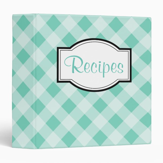 Classeur de recettes En vichy Turquoise Retro (Devant/Côté)