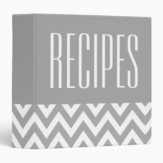 Classeur de recettes gris et blanc moderne (Devant/Côté)