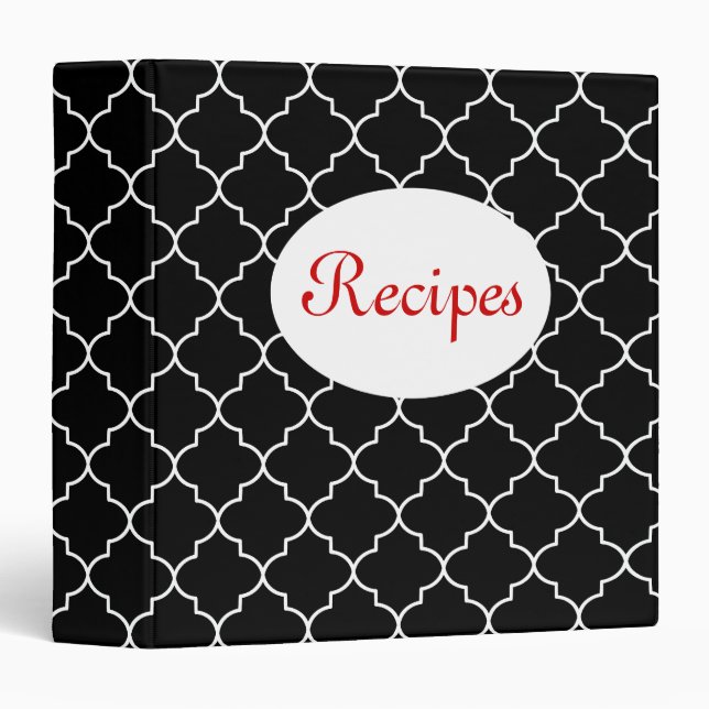 Classeur de recettes noir élégant (Devant/Côté)