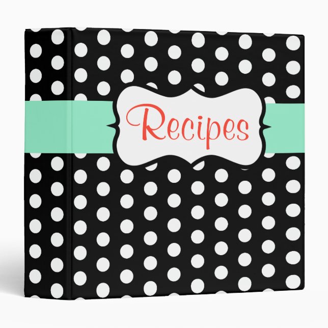 Classeur de recettes noires de menthe classique (Devant/Côté)