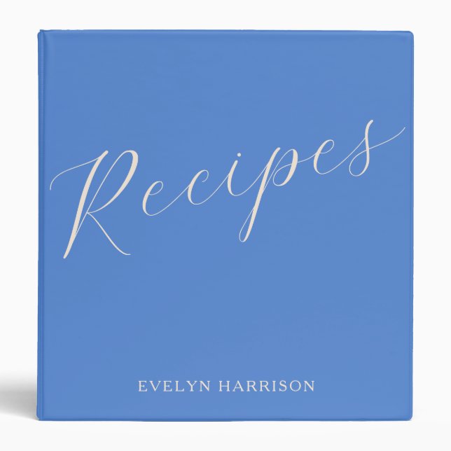 Classeur de recettes personnalisé - Scripts bleu d (Devant)