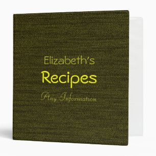 Classeur de recettes personnalisé vert olive foncé