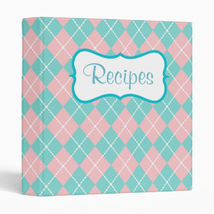 Classeur de recettes roses et turquoise rétro