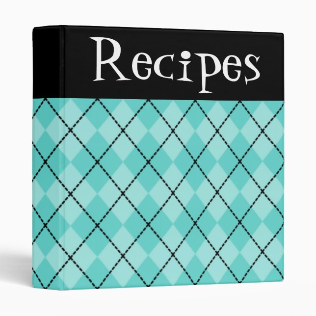 Classeur de recettes Turquoise (Devant/Côté)