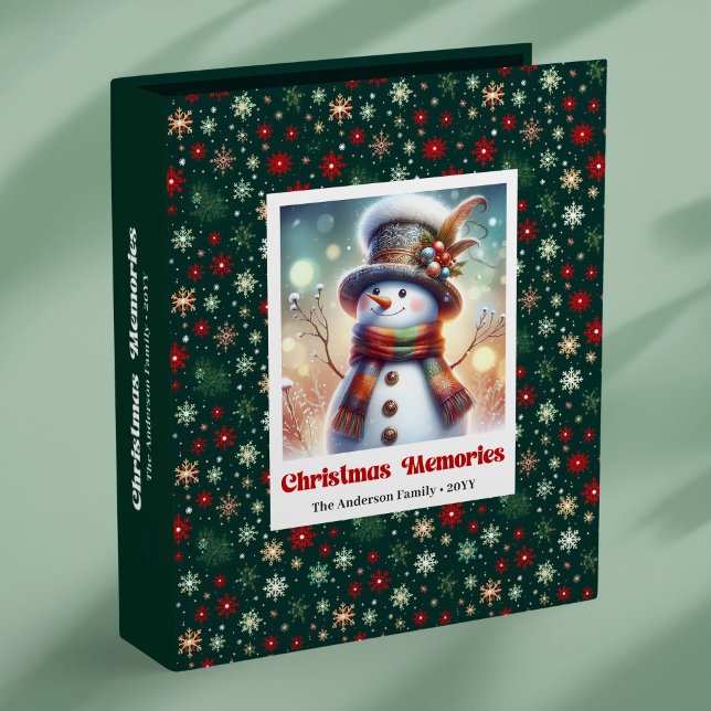 Classeur de scrapbook de Noël bonhomme de neige de (Cartoon snowman Christmas scrapbook binder custom name

)