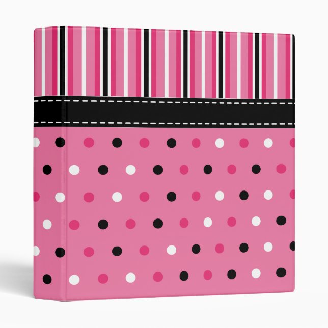 Classeur de scrapbook points roses (Devant/Côté)