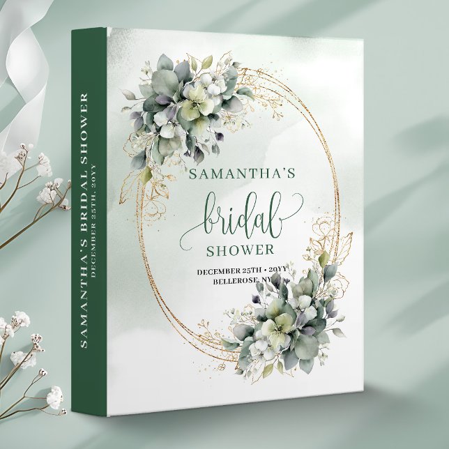 Classeur de souvenirs de Baby Shower Vert Sauge Po (Dusty Sage Green Bridal Shower Memory Binder)