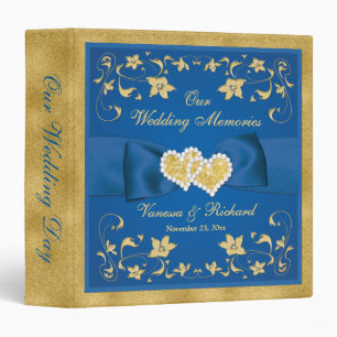 CLASSEUR de souvenirs de mariage - bleu royal, or