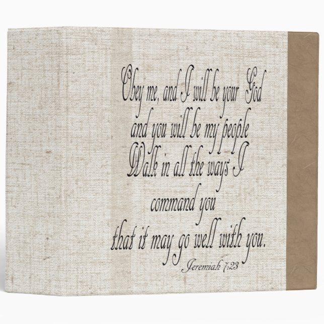 Classeur de toile beige d'Avery de bible (Devant/Côté)