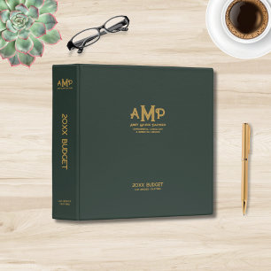 Classeur de travail en monogramme vert et or pour 