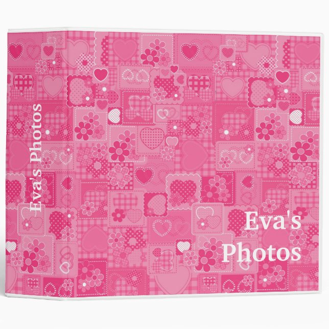 Classeur de Valentine Pink Hearts (Devant/Côté)