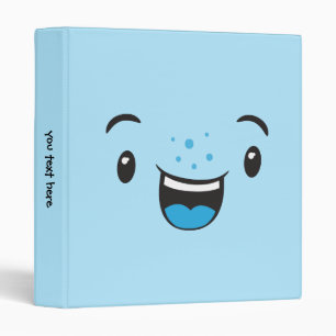 Classeur de visage bleu souriant Kawaii