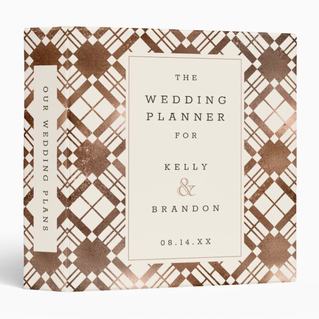 Classeur de Wedding planner de cuivre Rustique (Devant/Côté)
