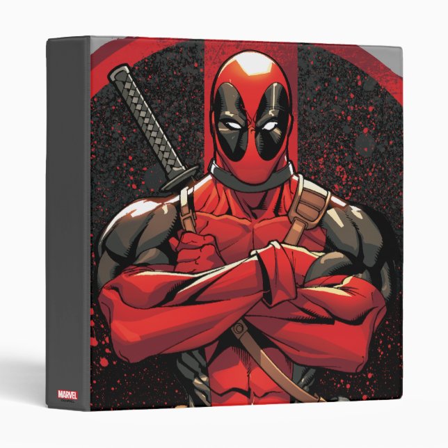 Classeur Deadpool dans le logo Paint Splatter (Devant/Côté)