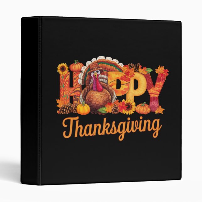 Classeur Déchets de bon thanksgiving Automne (Devant/Côté)