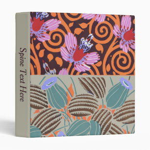 Classeur Décor de fleurs en spirale rose et orange vibrant