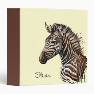 Classeur Décor de tête de zèbre aquarelle