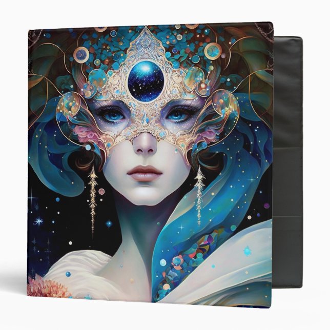 Classeur Déesse masquée cosmique Queen Imaginaire Art (Devant/Intérieur)