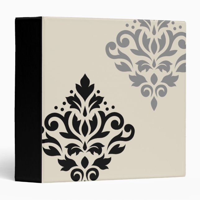 Classeur Défiler Damask Art I Black Grey Crème (Devant/Côté)