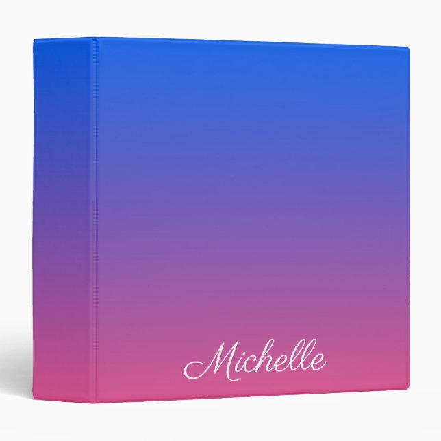 Classeur dégradé bleu et rose foncé personnalisé (Devant/Côté)