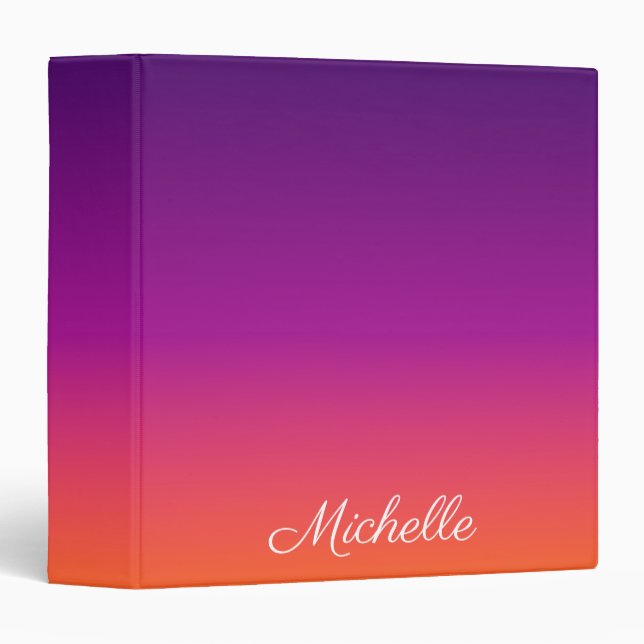 Classeur dégradé violet, rose et orange foncé (Devant/Côté)