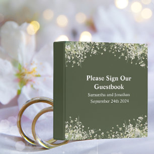 Classeur Délicat Floral sur Olive Green Mariage livre d'hôt