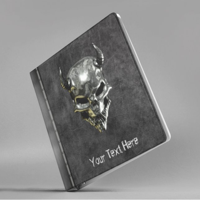 Classeur Demon Skull cuir look métal Chrome personnalisé (Créateur téléchargé)