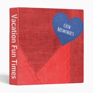 Classeur Denim Rouge et Cœur Bleu