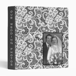 Classeur Dentelle de mariage sur gris avec photo