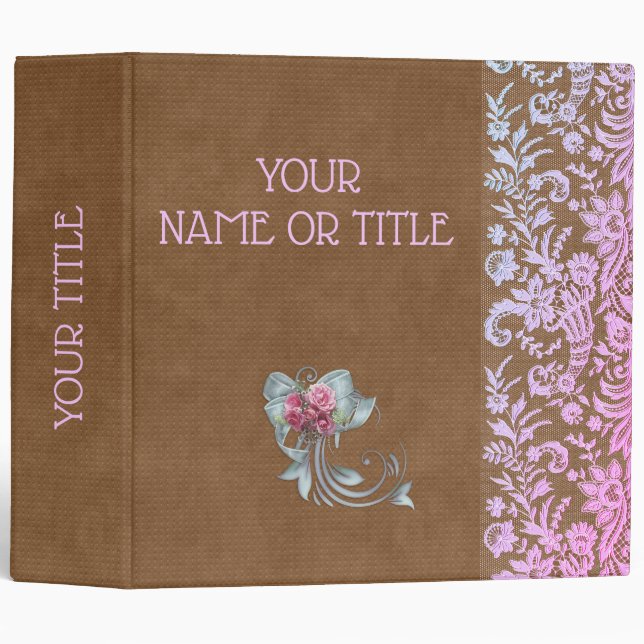 Classeur Dentelle en cuir Élégant Mariages (Devant/Côté)