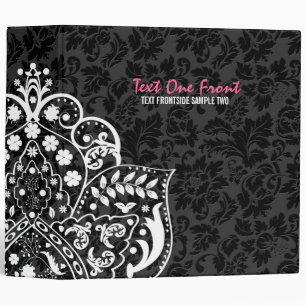 Classeur Dentelle florale blanche noire