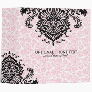 Classeur Dentelle Florale Noire avec Damas Rose Arrière - p