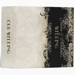 Classeur Dentelle vintage crème du noir n de paon de style