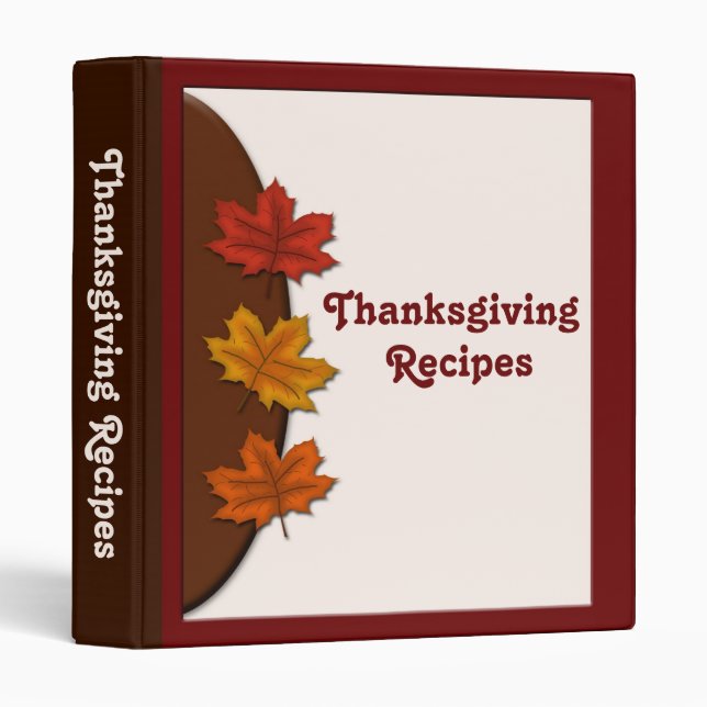 Classeur des recettes de Thanksgiving de automne (Devant/Côté)