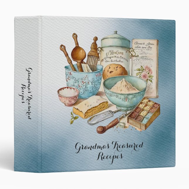 Classeur des recettes précieuses de grand-mère (Devant/Côté)