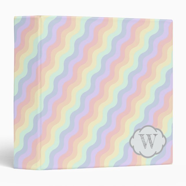 Classeur des vagues arc-en-ciel Pastel (Devant/Côté)