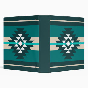 Classeur Design aztèque en couleur turquoise